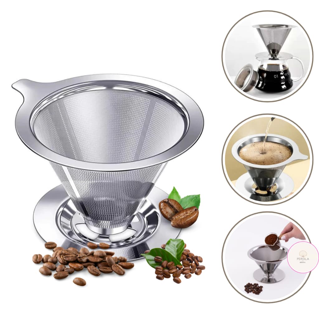 Coador De Café Filtro Design Inox Reutilizável 102 Top Resistente