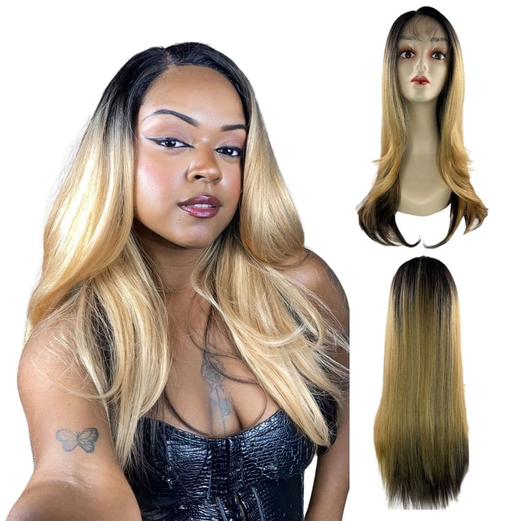 Peruca Front Lace Repartição Fixa Lisa Repicada Fibra Orgânica Premium