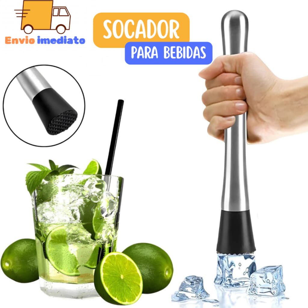 2 Socador de Caipirinha Macerador Frutas Bartender Bar Restaurante Inox+Plastico