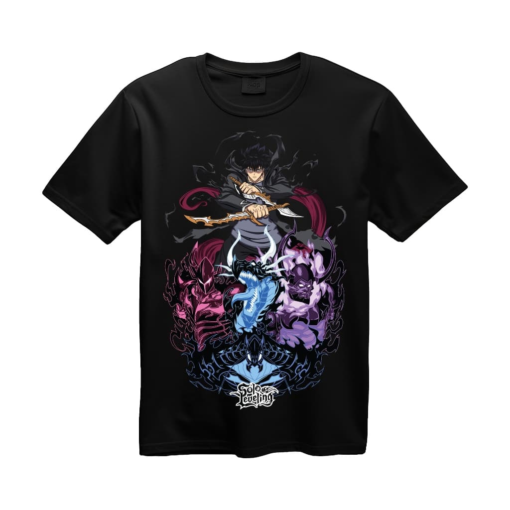 Camiseta Solo Leveling Sung Jin Woo E Seus Generais Sombras Estampa Maxima Qualidade Não Desbota