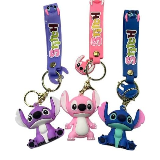 Kit 3 Chaveiros Stitch Pingente  Fofo - Acessório para Bolsa, Mochila, Chaves | Presente Feminino