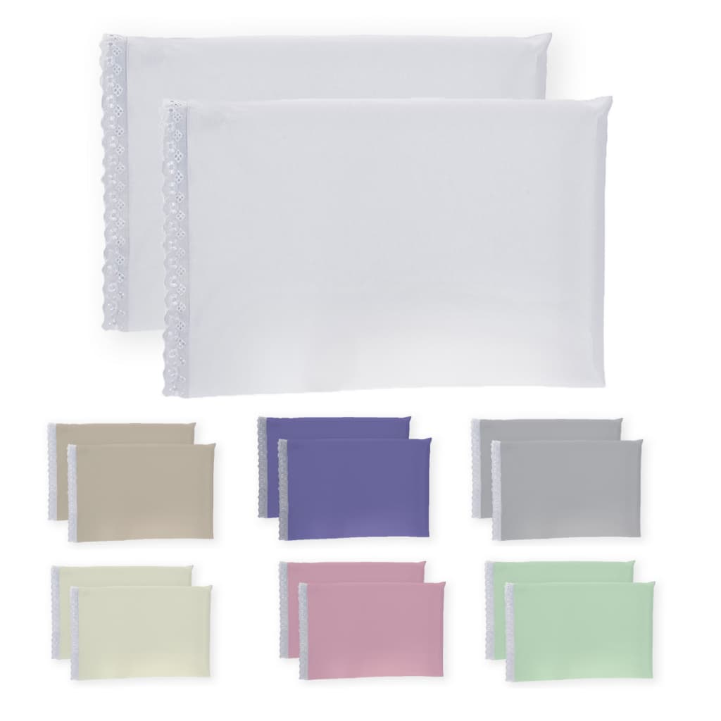 Kit de 2 Fronha de Travesseiro 70 x 50 Percal 400 Fios Com Lese