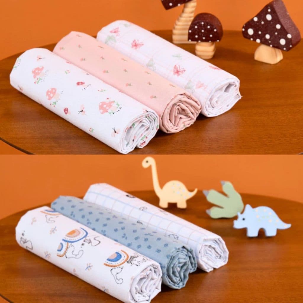 Cueiro Flanelado Papi Baby 100% Algodão 1,00x80cm Kit C/ 3 Unidades