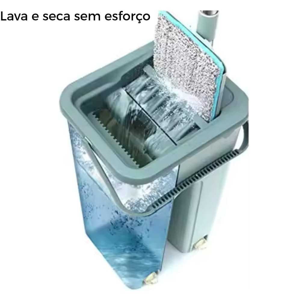 Mop Flat Lava e Seca Esfregão com Refil Extra de Microfibra 360 graus