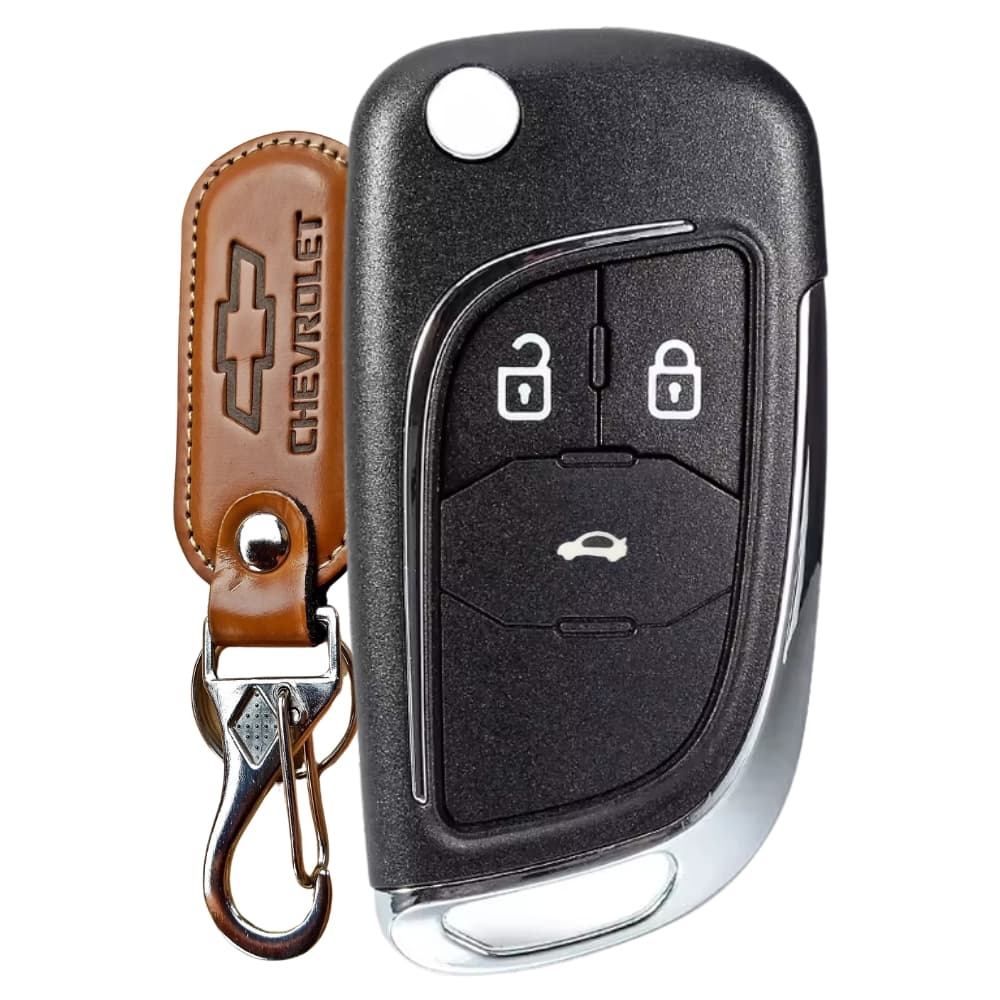 Carcaça Chave Chevrolet Cruze Onix S10 Montana Cobalt Spin Tracker + Chaveiro Marrom Chevrolet