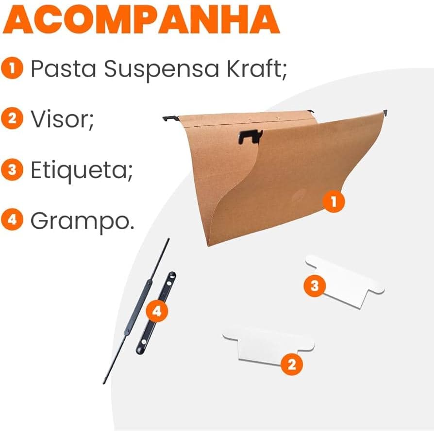 Kit c/10 Pasta Suspensa Kraft | Completa c/ Acessórios DELLO Dello c/Grampo 360x240mm