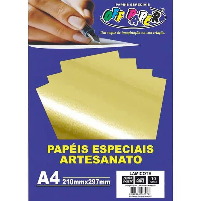 Pacote PAPEL LAMICOTE DOURADO A4 OFF PAPER