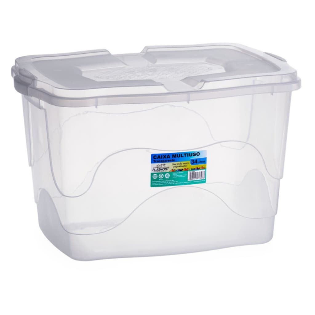 2 Caixa Organizadora Multiuso 34L Transparente