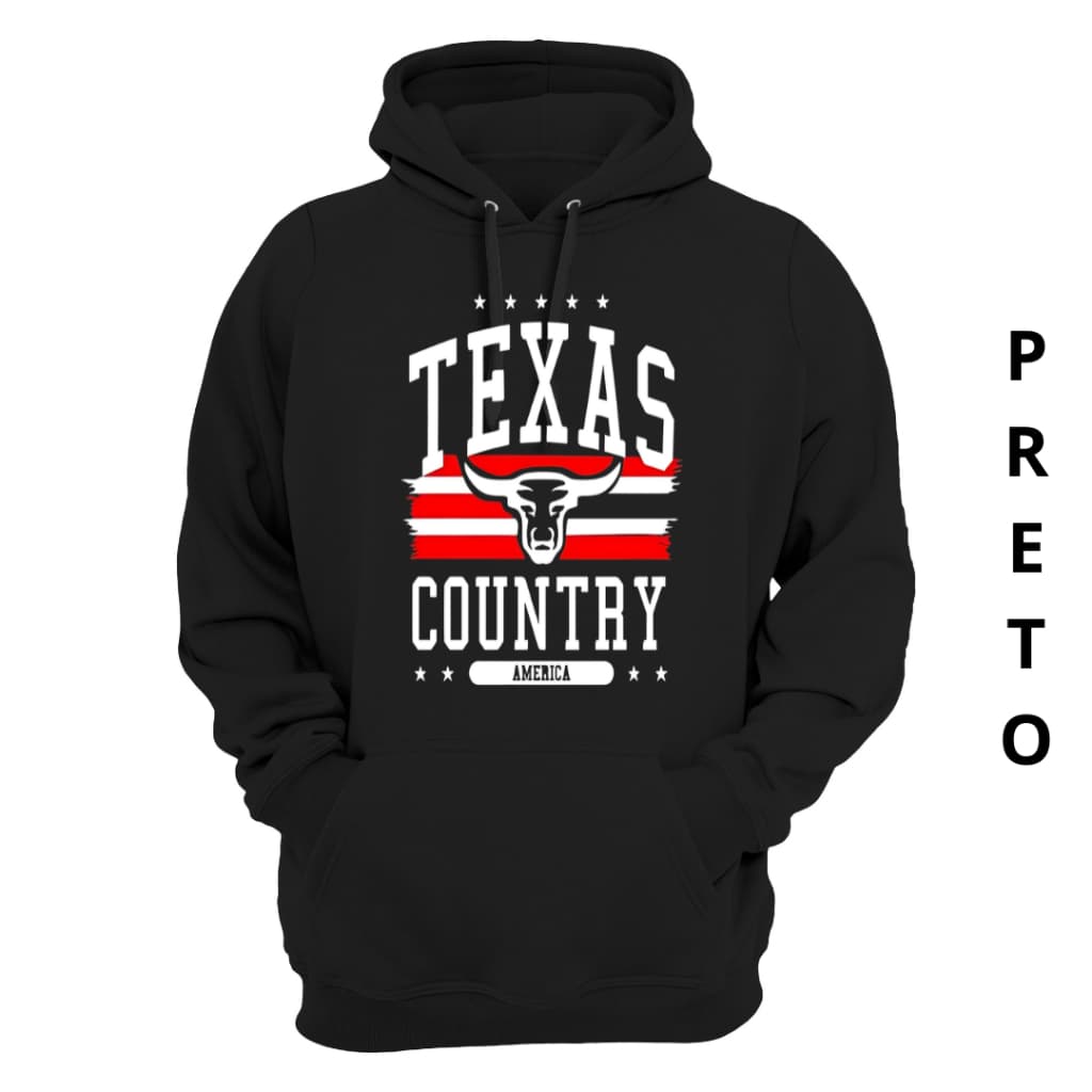 Moleton Unissex Texas Country Escrita Branca Blusa De Frio Envio Imediato