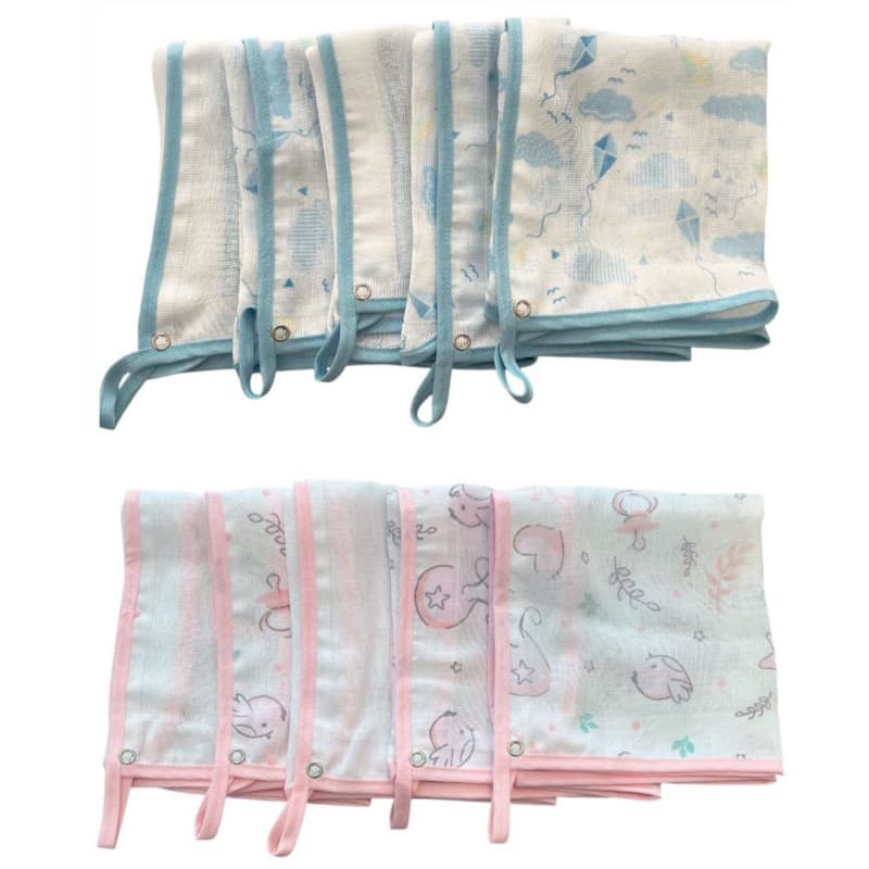 Kit Com 5 Fraldinha De Boca Estampada 34 Cm X 34 Cm Com Porta Chupeta Para Meninos e Meninas