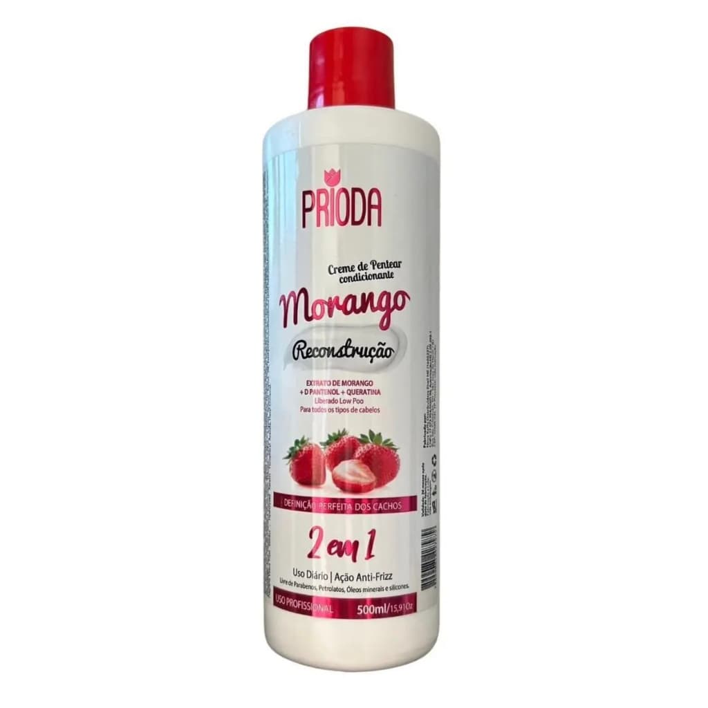 Creme de pentear para cabelos cacheados morango Prioda 500ml