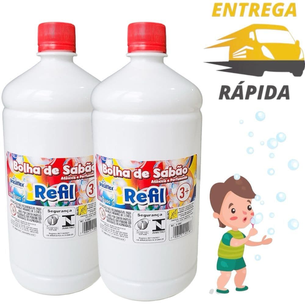 Refil Liquido Bubble Para Maquina De Fazer Bolhas De Sabão Até 3 Litros.