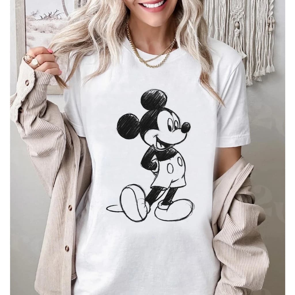 Camiseta Branca Mickey desenho, camisa feminina oversized Disney