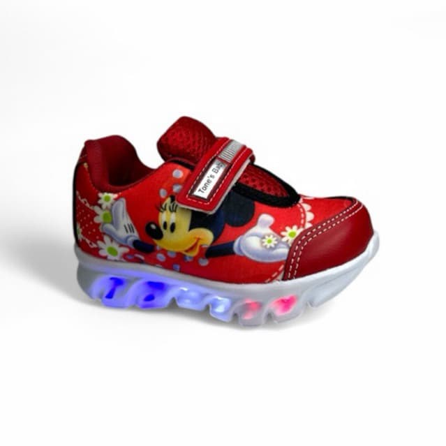 Tênis Infantil Personagem Led Minnie Mouse Menina Luzinha Colorida Envio Imediato