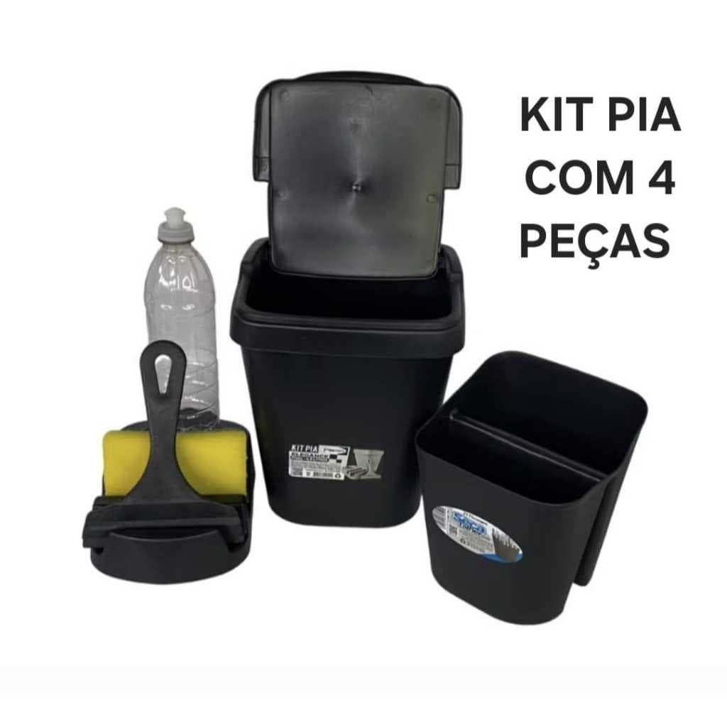 t Pia Cozinha Multiuso Lixeira Rodo de Pia Porta Detergente Porta Talher 4 Peças