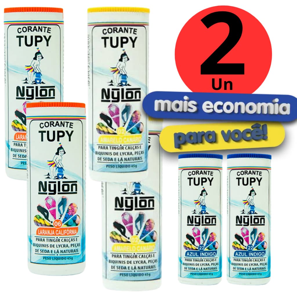 Kit 2 unidades Corante Tupy P/ Tingir Nylon, Lã, Seda, Biquinis