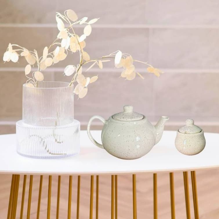 Bule de Café + Açucareiro em Cerâmica, Bule de Cerâmica Colonial Chaleira de Chá Porcelana