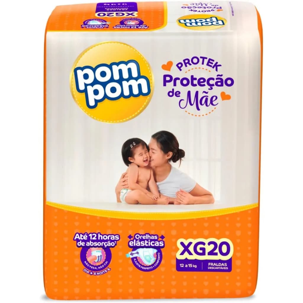 Fralda Pom Pom Derma Protek Jumbo Tamanho XG - 20 Unidades