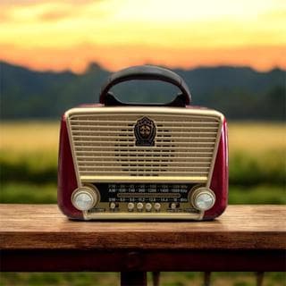 Rádio Retro Portátil Bluetooth Madeira com Lanterna Recarregável Cabo de Força Bivolt 110/220V