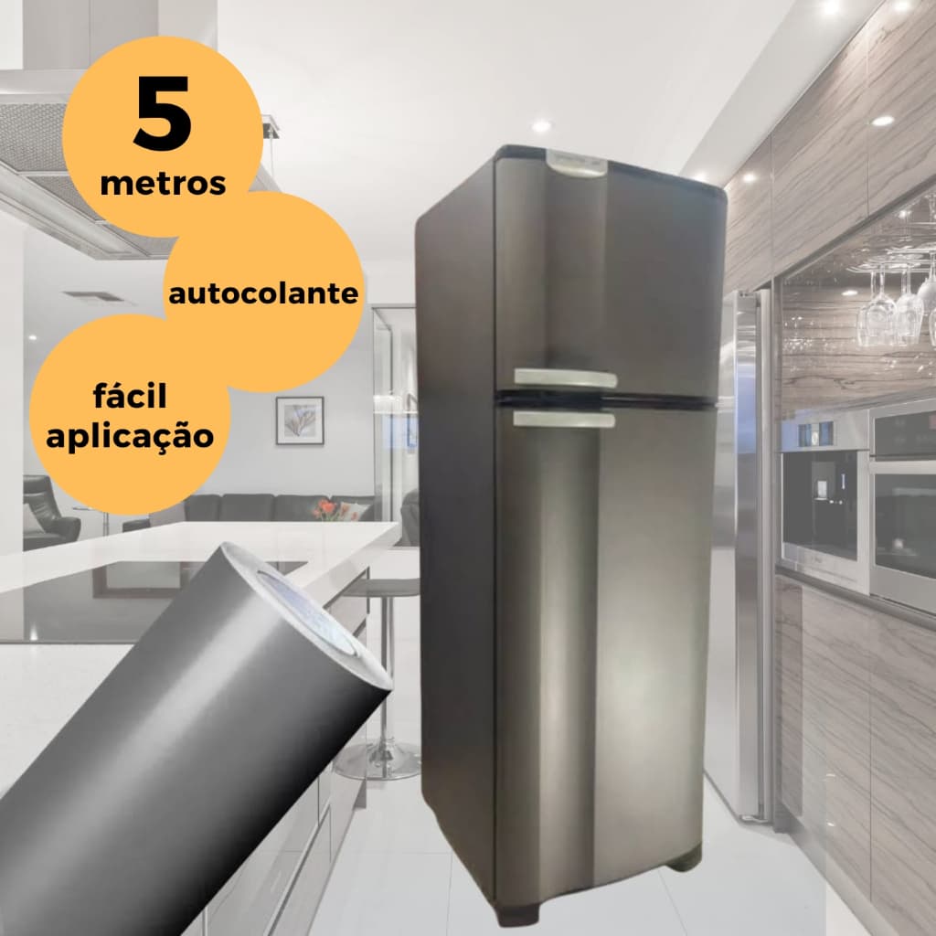 Adesivo Cinza Envelopamento Móvies Cozinha Grafite 5m x 0,45cm