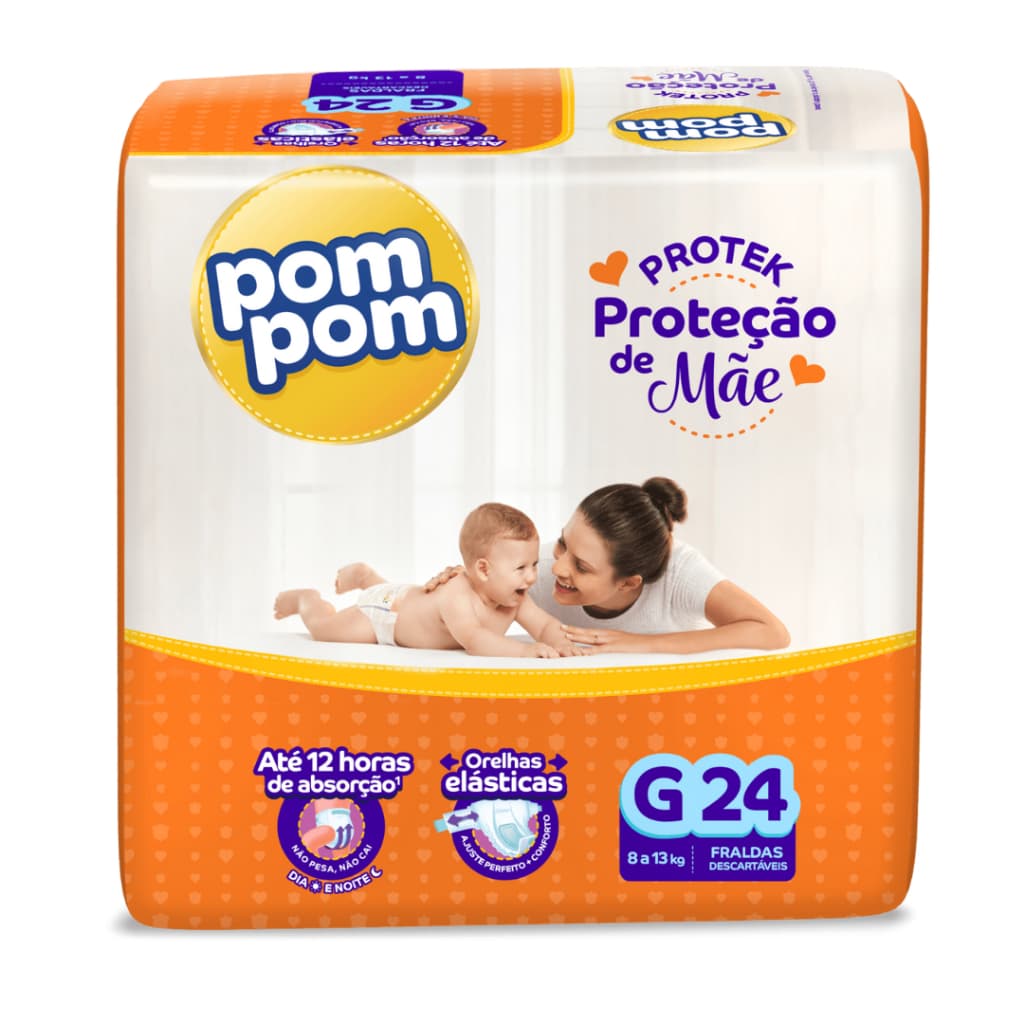 Fralda Pom Pom Derma Protek Jumbo – Tamanho G (24 Unidades)