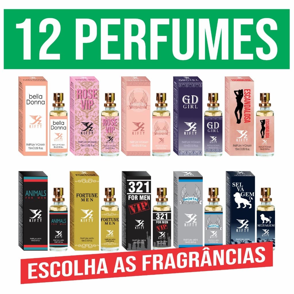 Kit atacado 12 perfumes Kifty parfum 15ml -Bella