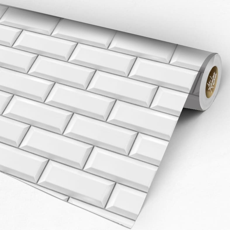 Papel de Parede Metrô White Tendencia Arquitetura Azulejo Branco