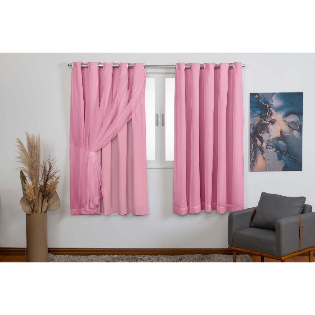 Cortina Blackout PVC C/Voil 2,80M x 1,40M Sala e Quarto varias cores