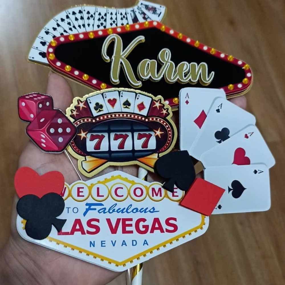 Topo de Bolo Las Vegas / Cassino - Topo de bolo Cassino - Topo de Bolo Adulto