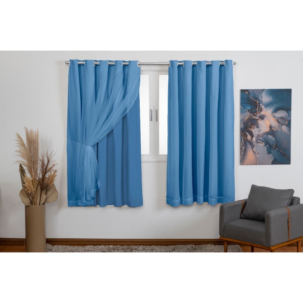 Cortina Blackout PVC C/Voil 2,80M x 1,60M quarto sala varias cores
