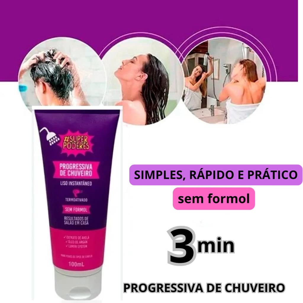 Escova Progressiva de Chuveiro sem Formol Super Poderes Liso instantâneo Liso de Salão Envio Rápido