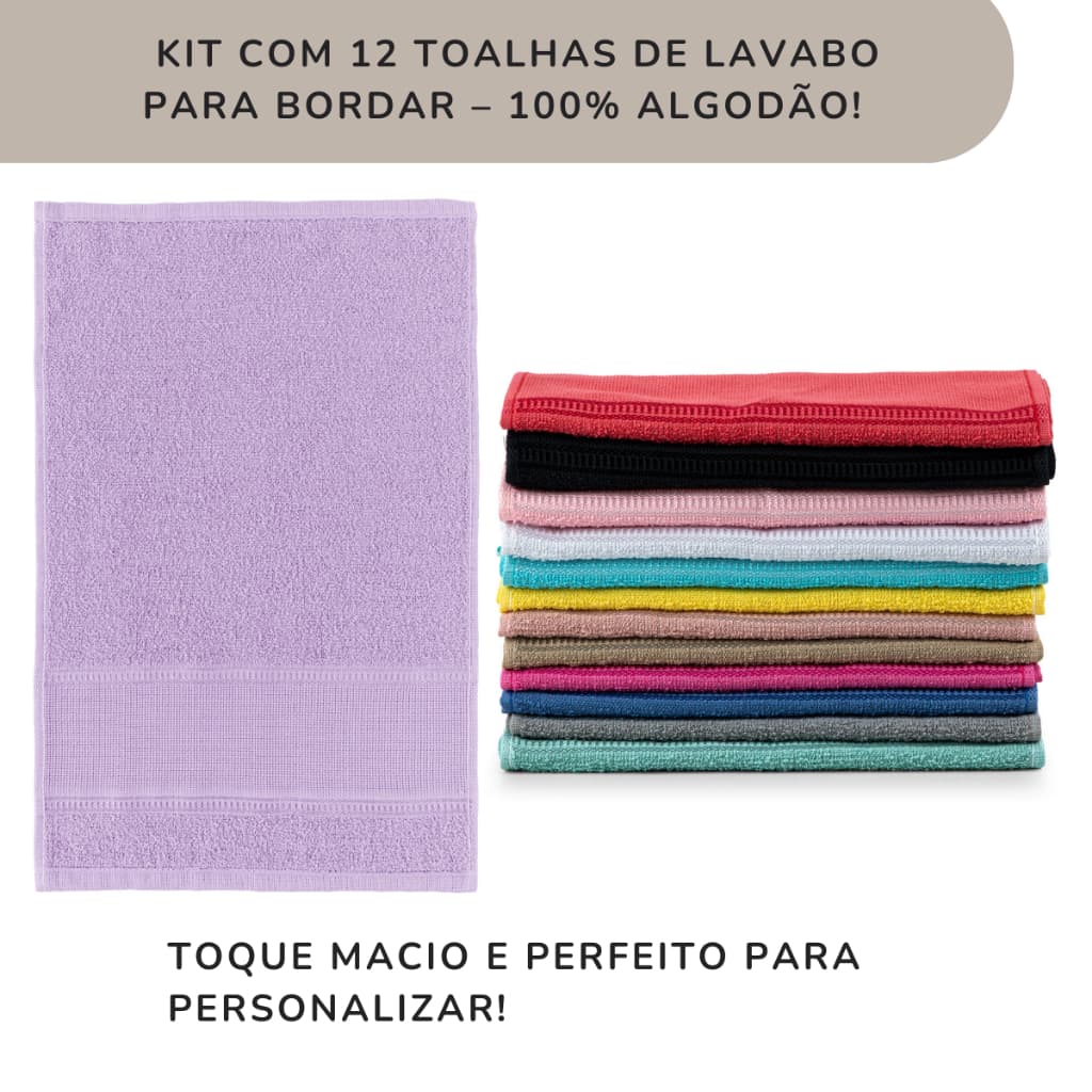 Kit 12 Toalha Artesanato Lavabo Manicure Para Bordar