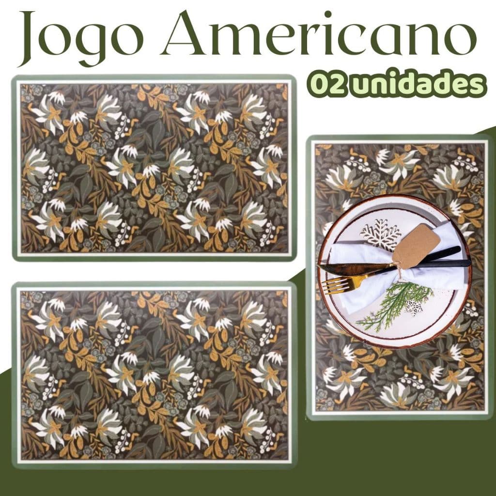 Kit 02 Lugar Americano Jogo Plãstico Flores e Folhas Rosa kit Mesa Posta Pano de Mesa Cozinha - Grande e Resistente Luxo