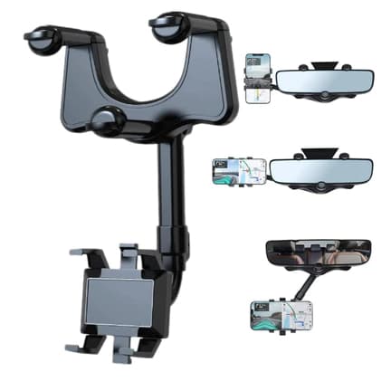 suporte de celular para carro, espelho retrovisor veicular universal com rotação 360°