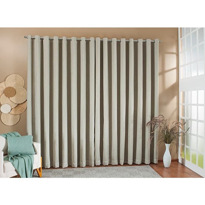 Cortina Luxo Voil Gaze De Linho Com Forro Blackout 7,00x2,80  Ilhós Cromado Várias Cores