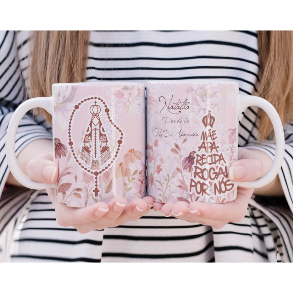 Caneca Cerâmica Nossa Senhora Aparecida com nome