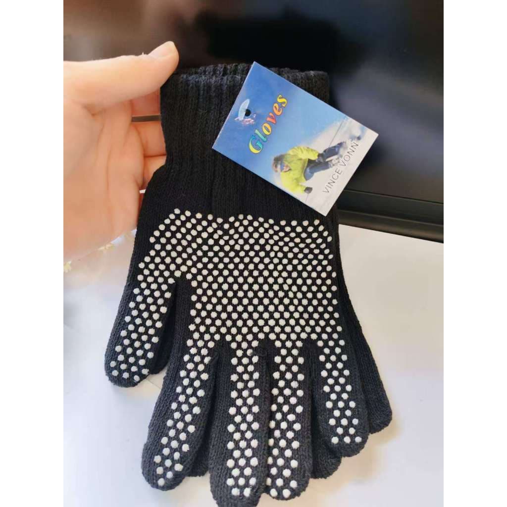Kit 3 Pares Luvas De Lã   Luva de lã com bolinhas antiderrapante adultos ！