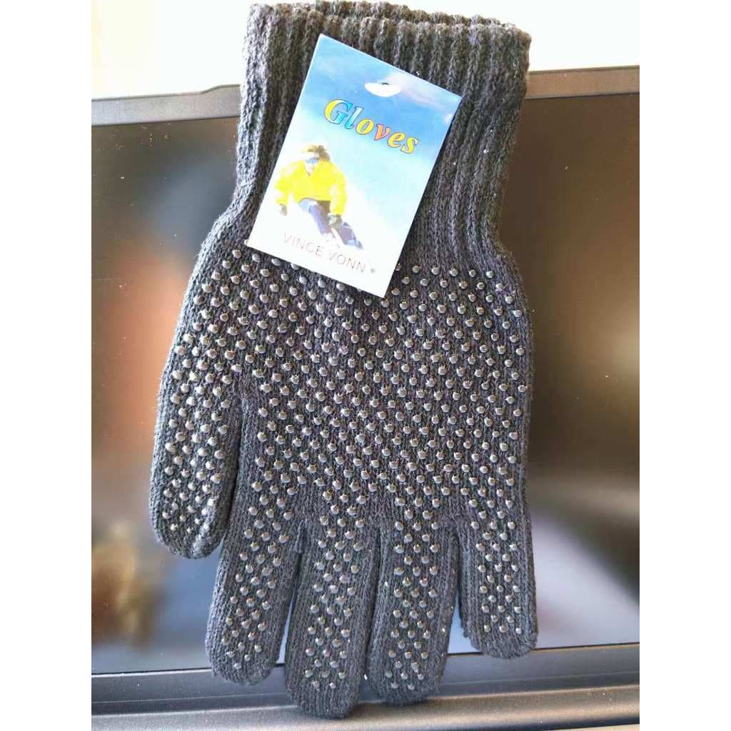 Kit 3 Pares Luvas De Lã   Luva de lã com bolinhas antiderrapante adultos Preta ！