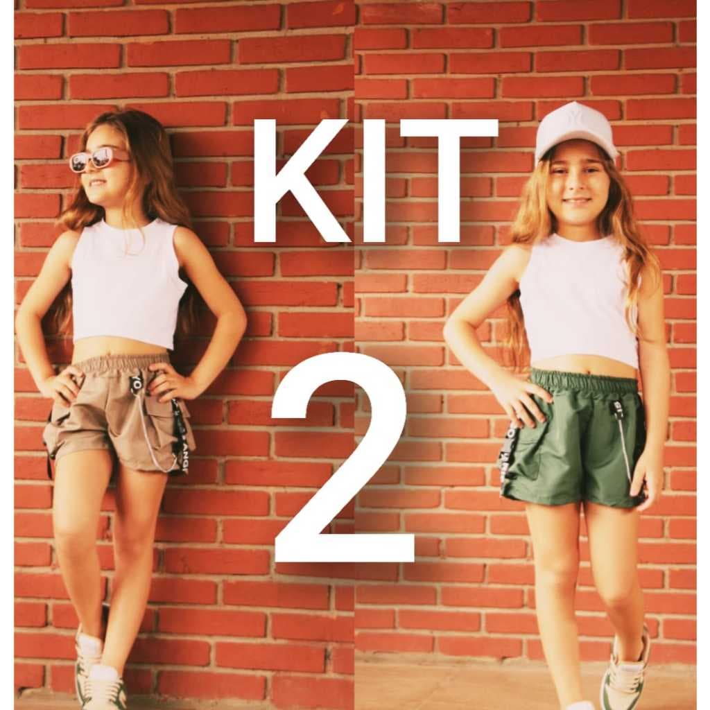 kit  2 shorts femenino infantil para meninas