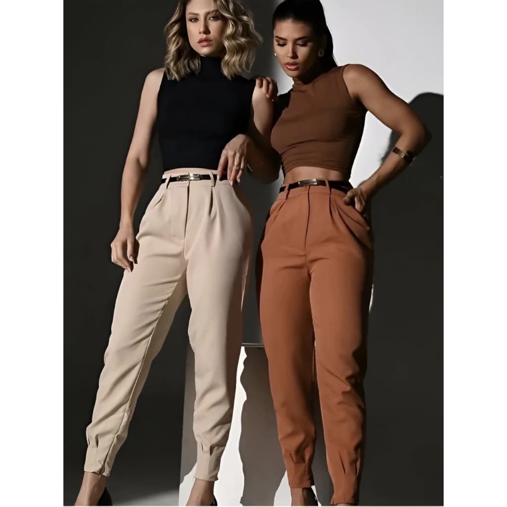 Calça Alfaiataria Feminina Modelo Cenoura Jogger Estiloso Social