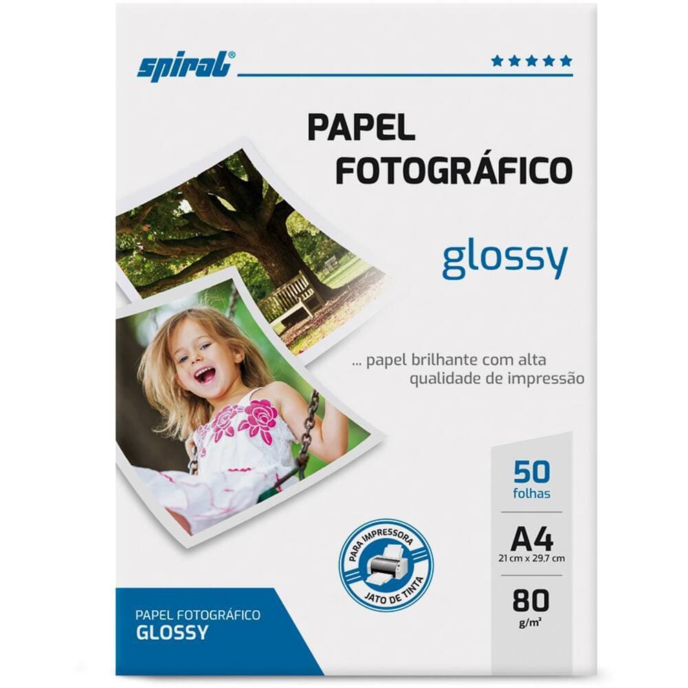 Papel Fotográfico Glossy, A4, 80g, - PT 50 FL