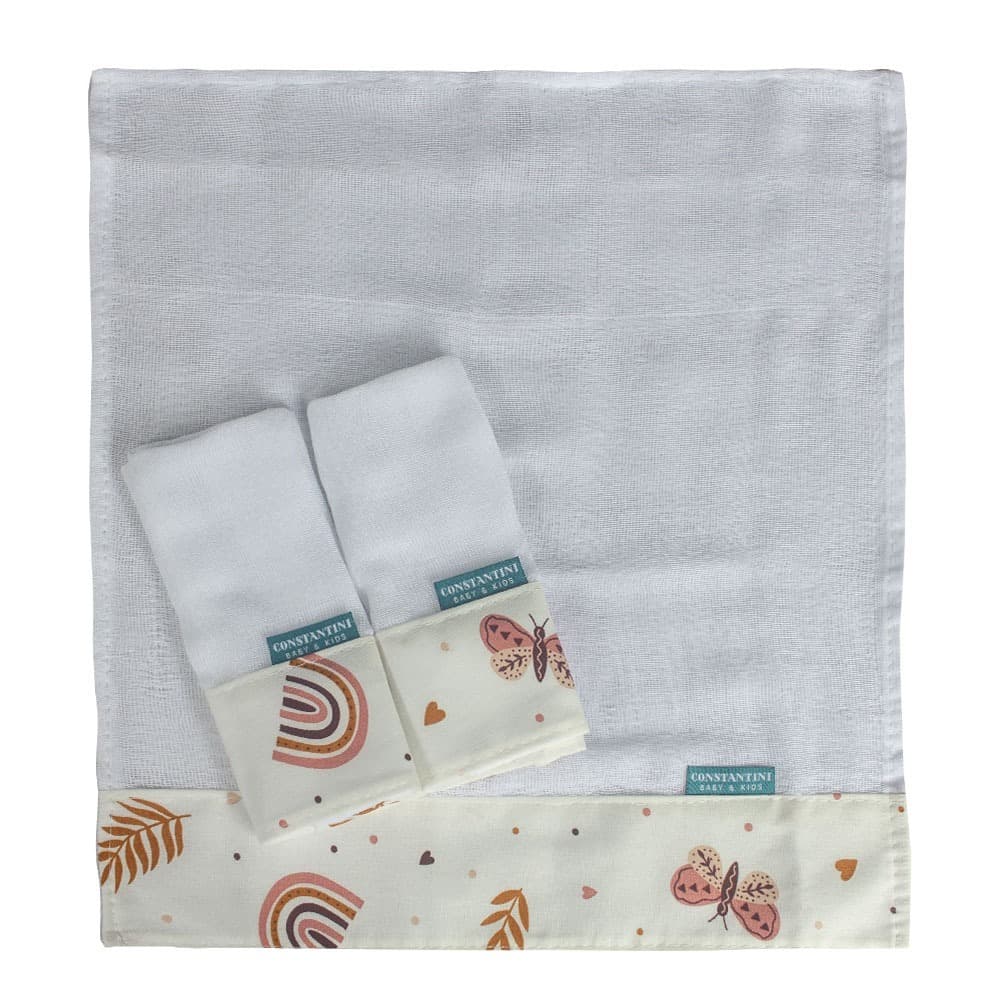 Kit de Conjunto 3 fraldas Paninhos para Boca Bebe 100% Algodão Macio Moderninhos Felpa Flanelado