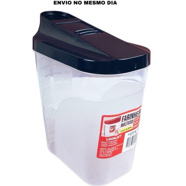 Farinheiro e Açucareiro De Plástico Multiuso 1L Vermelho e Preto Uninjet