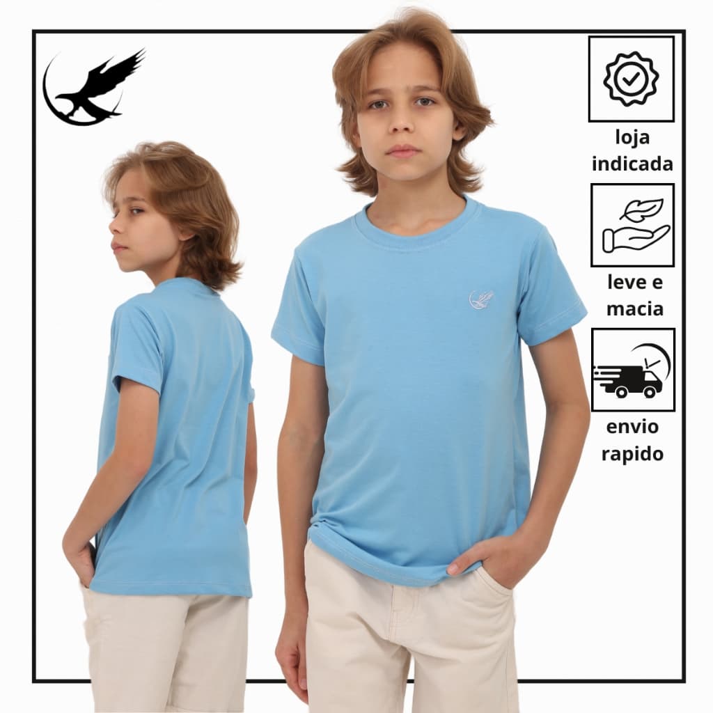 Camiseta Infantil Juvenil Básica 100% Algodão Premium Lisa Confortável