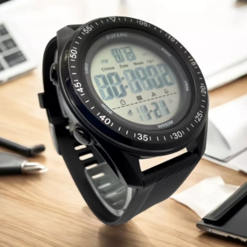 Relógio Masculino Sport Xufeng Black Original A Prova D Água Digital com Led Pulseira de Borracha