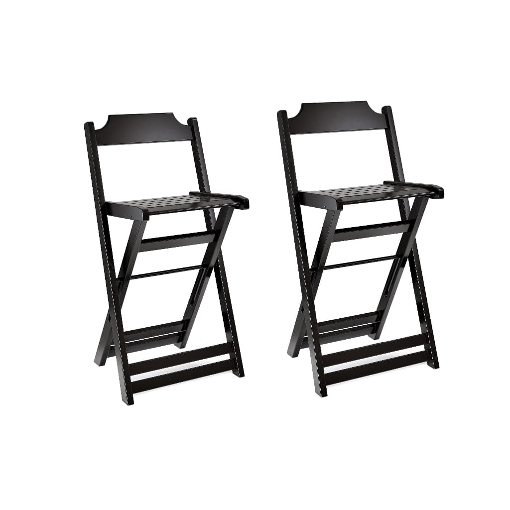 Kit 2 Banquetas Altas Dobráveis em Madeira para Balcão Bar Cozinha Área Gourmet Compactas