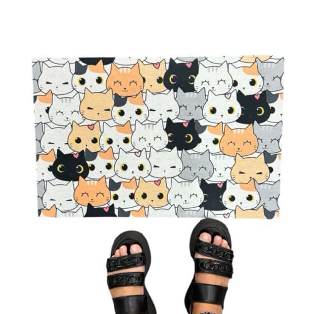 Tapete capacho para porta de entrada - Gatinhos