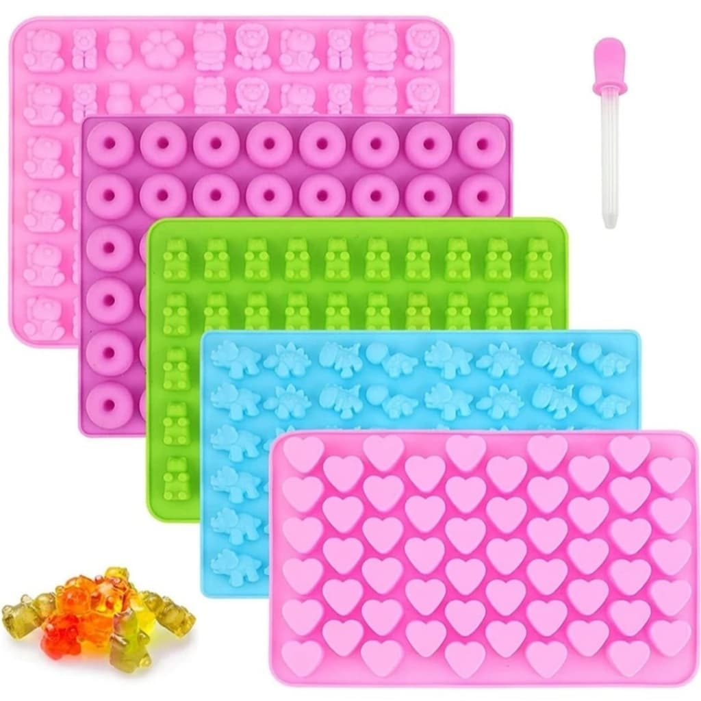 Molde de Silicone Multiuso para Produção de Doces Balas Gummy – Opções de Modelos com Conta Gotas