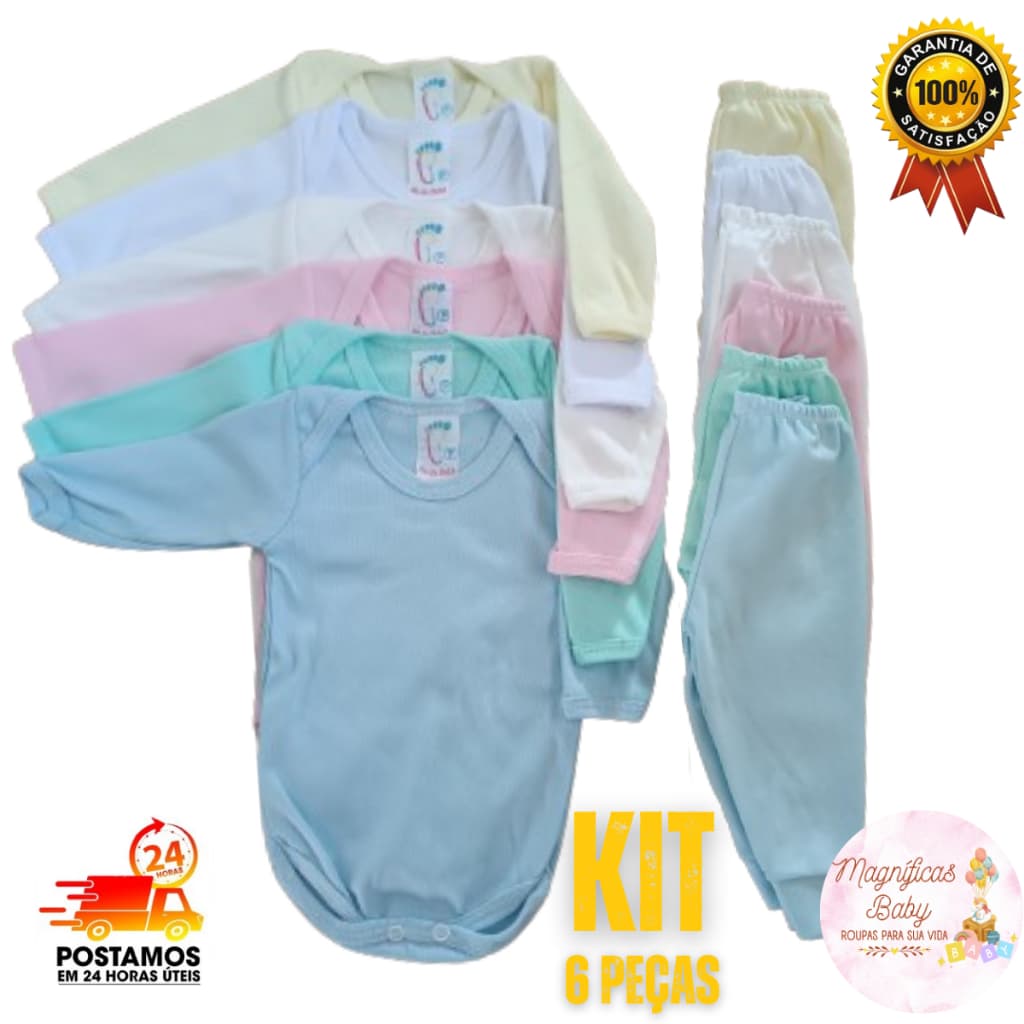 Body manga longa roupa de bebe menina e menino kit body bebe manga longa e mijão