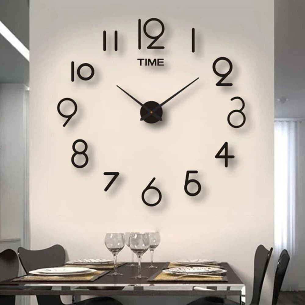 Relógio de Parede 3D adesivo Decoração DIY casa sala escritório 70cm